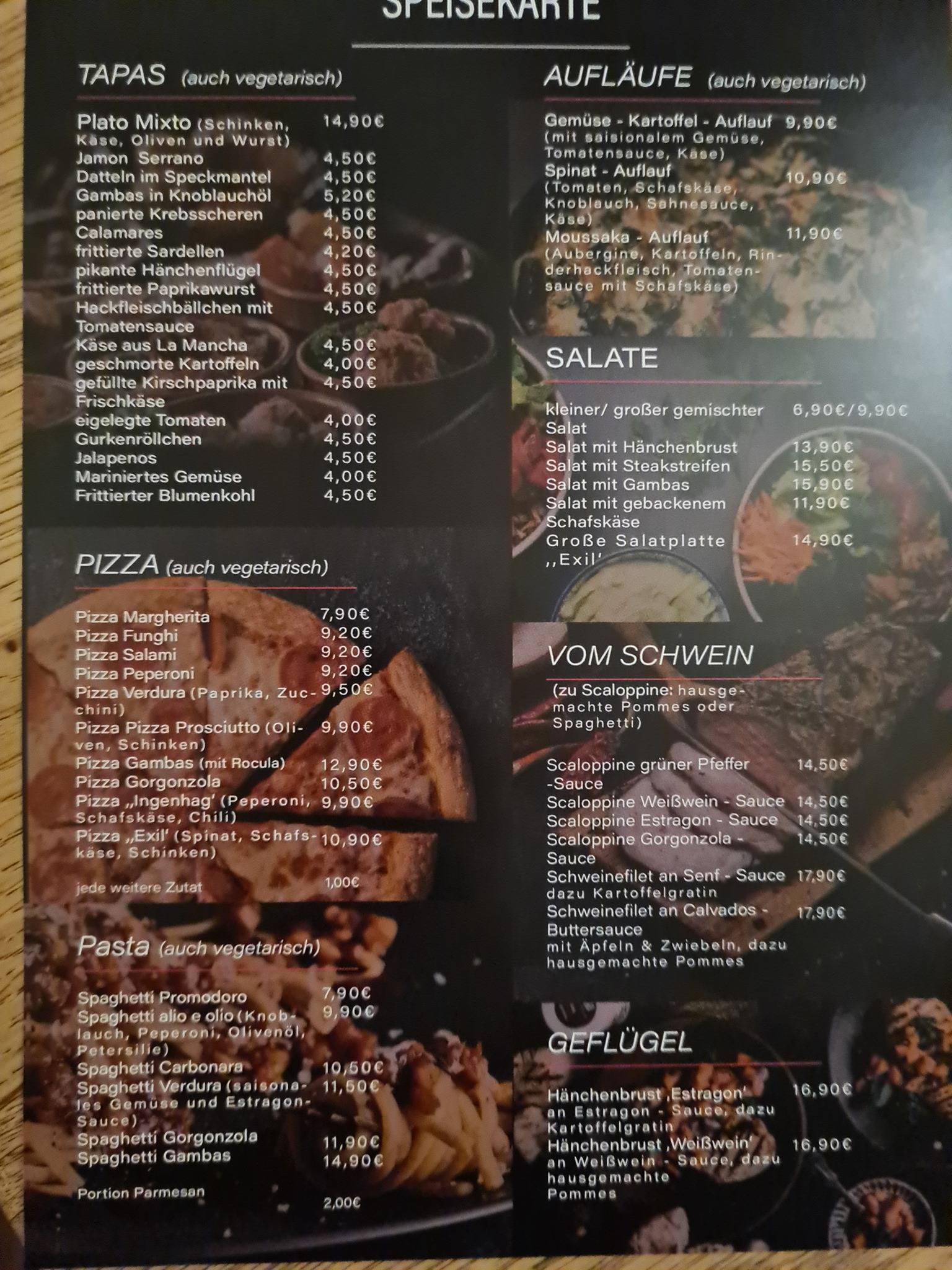 Menu de Exil-Gaststätte