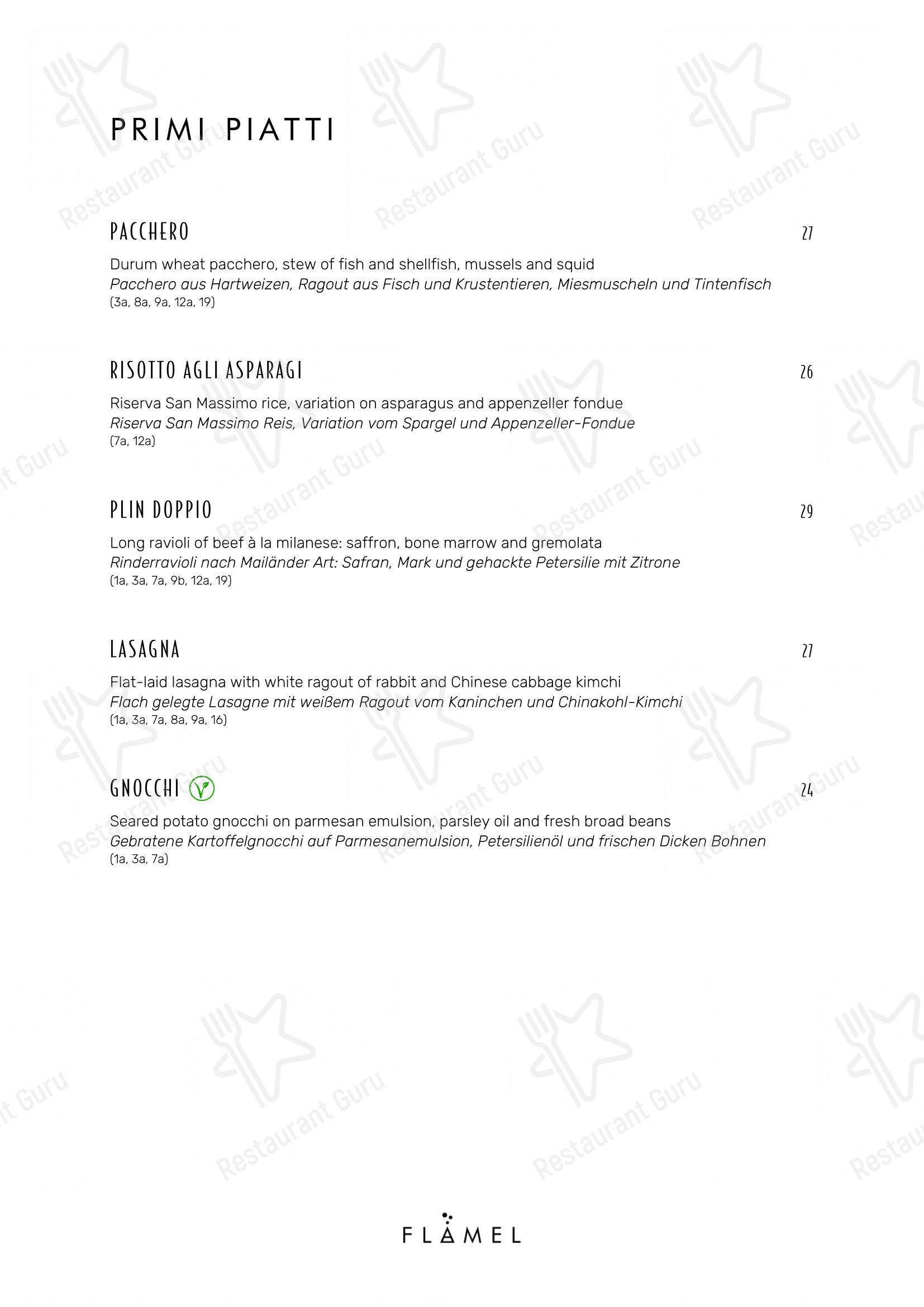 菜单 per FLAMEL Restaurant & Mixology Bar in Lugano