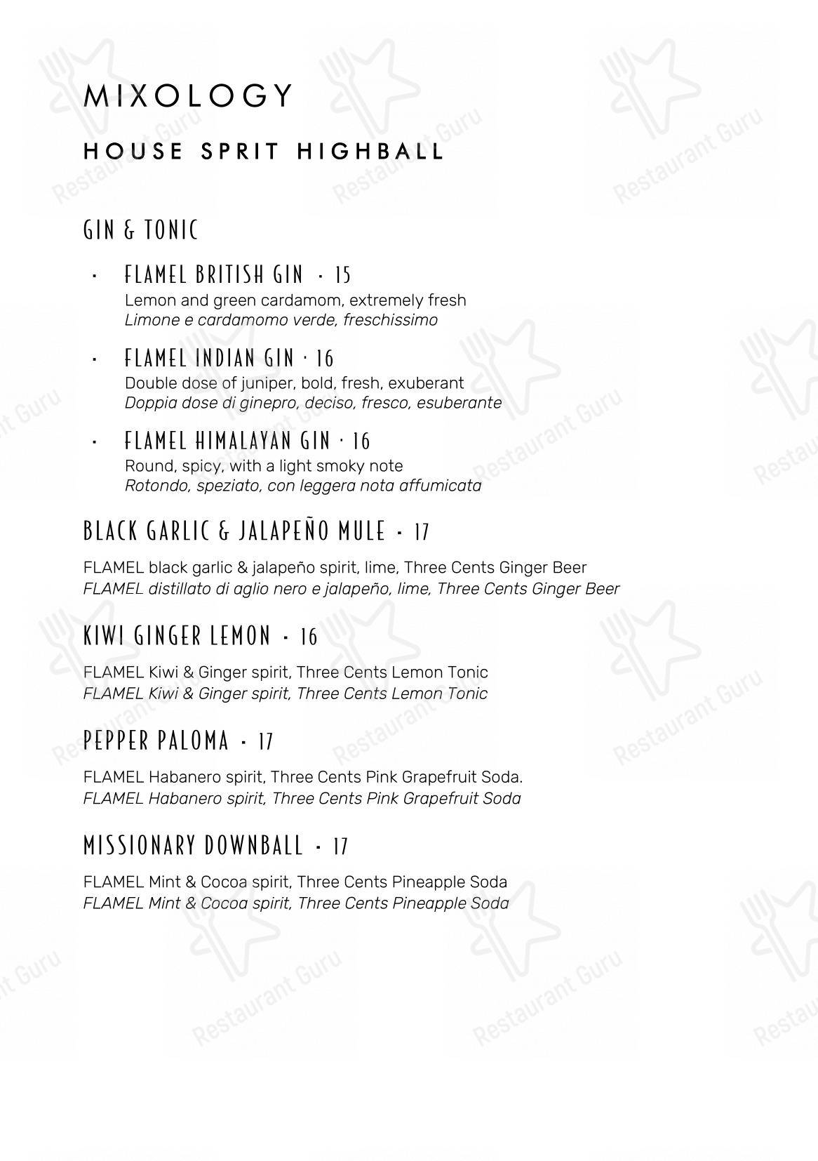 Menu di FLAMEL Restaurant & Mixology Bar - Основное меню