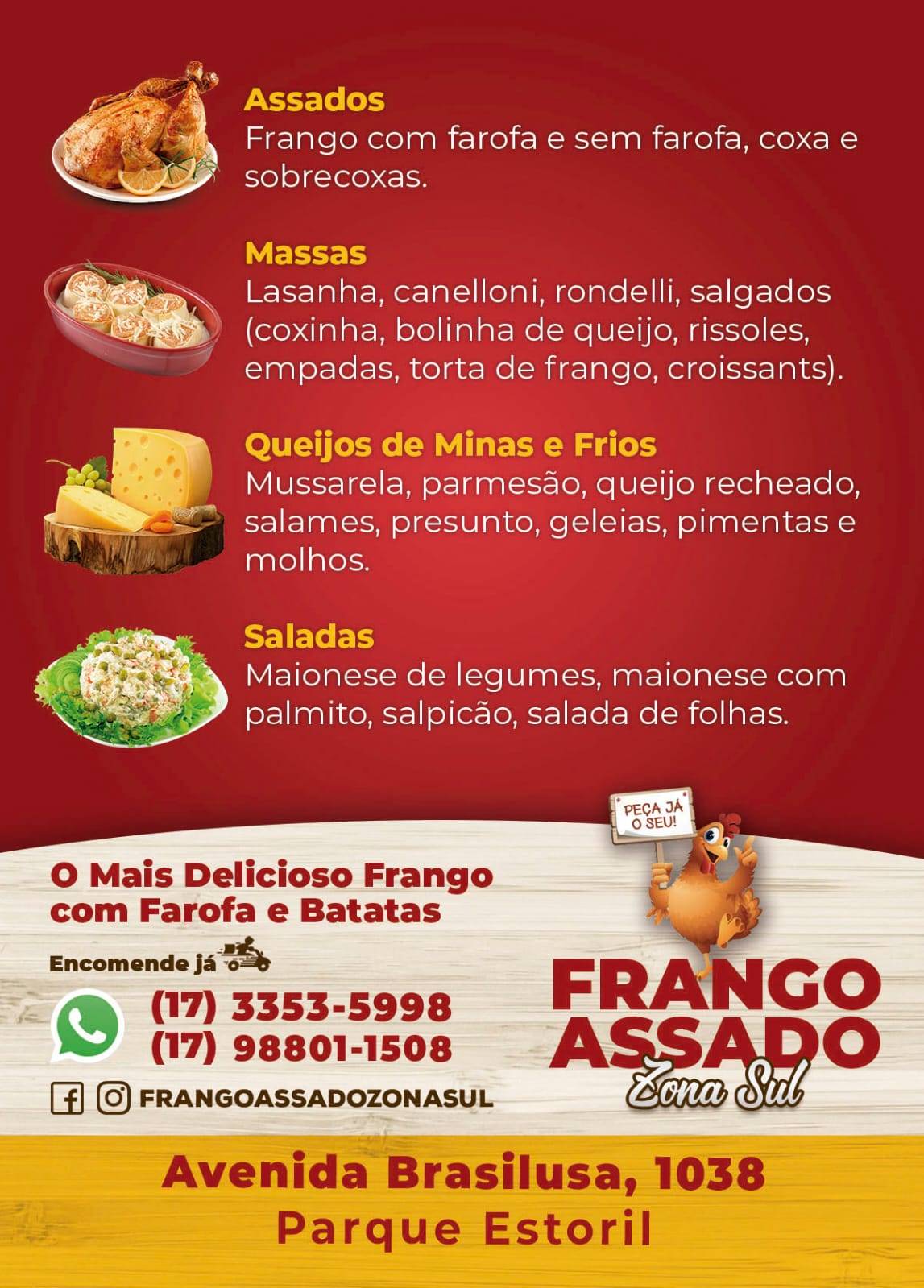 FRANGO ASSADO ZONA SUL cardápio