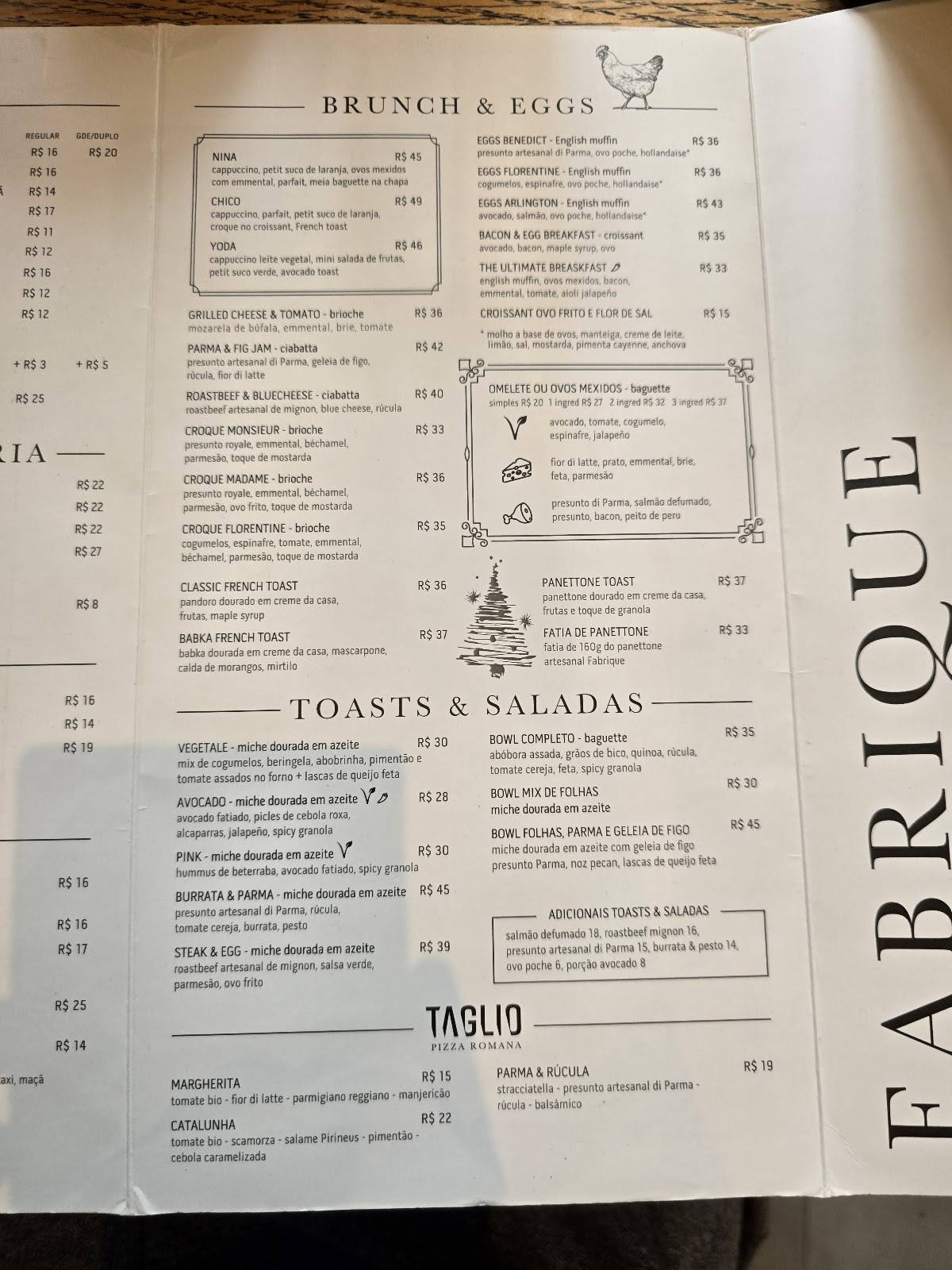 Fabrique Pão e Café - Vila Romana cardápio
