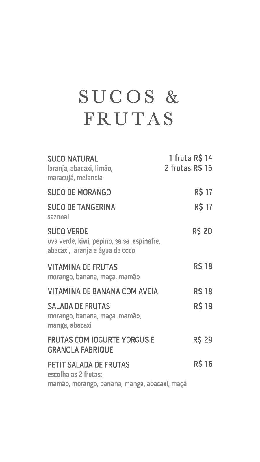 Fabrique Pão e Café - Vila Romana cardápio