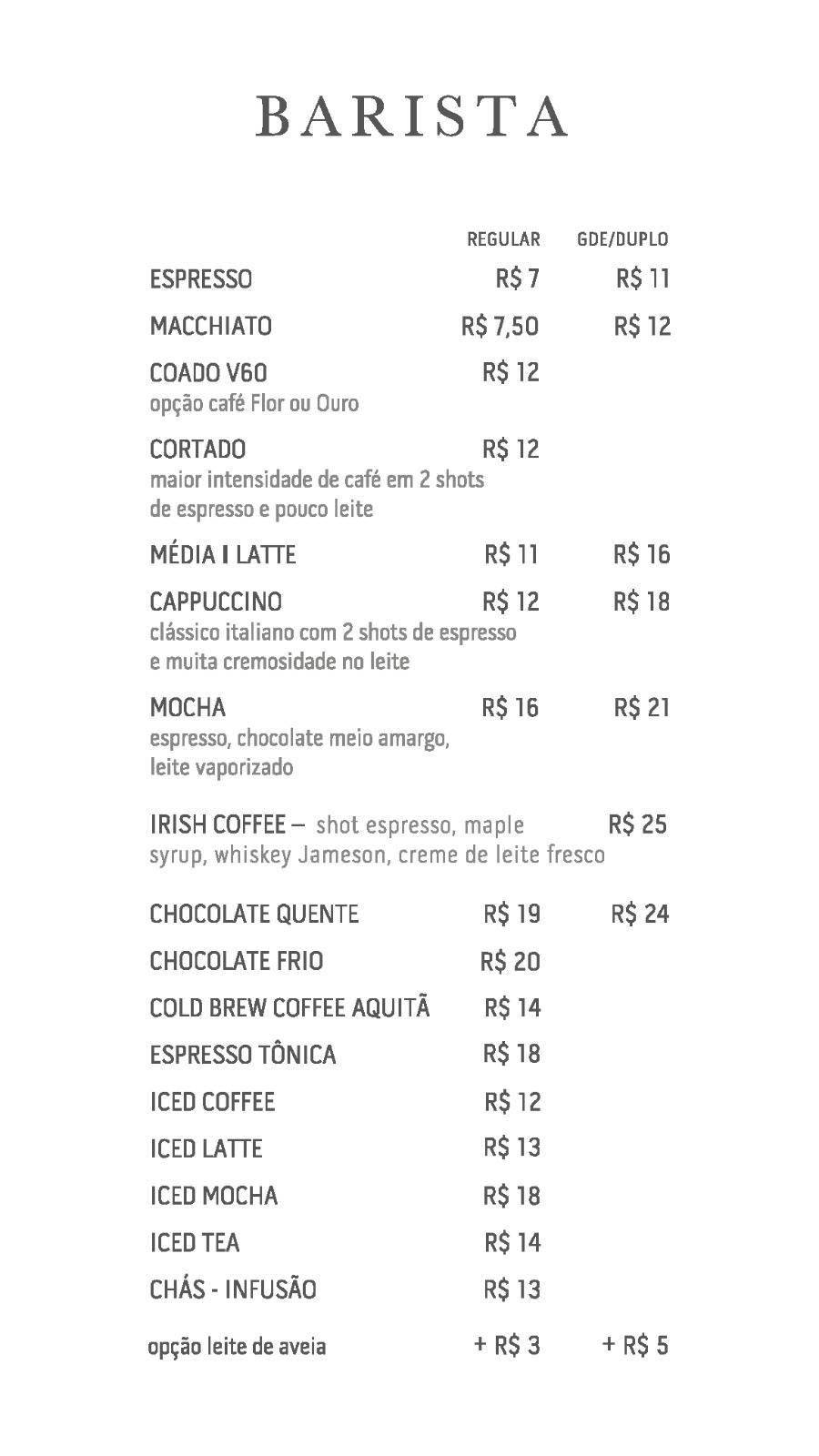 Fabrique Pão e Café - Vila Romana cardápio