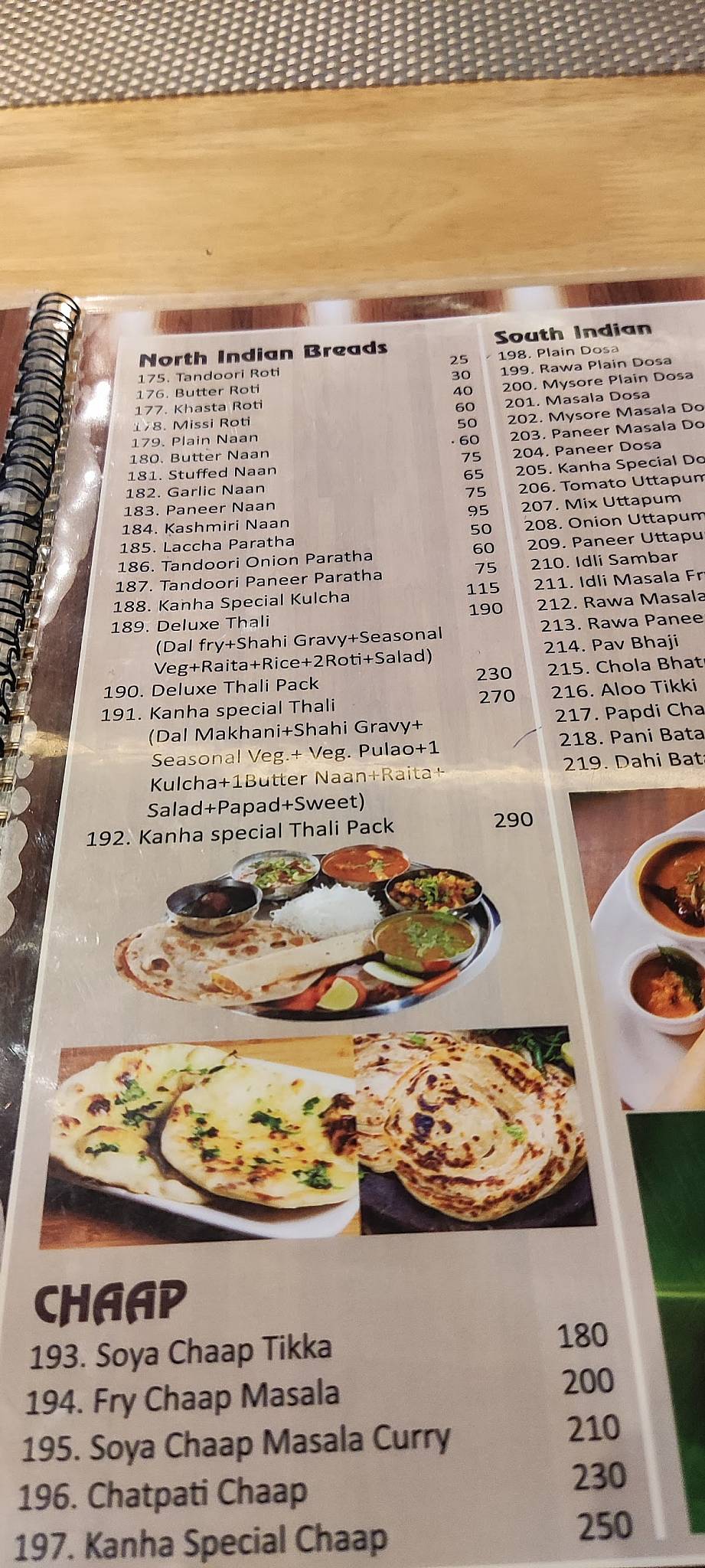 Hotel Kanha Bhoomi Bhog menu