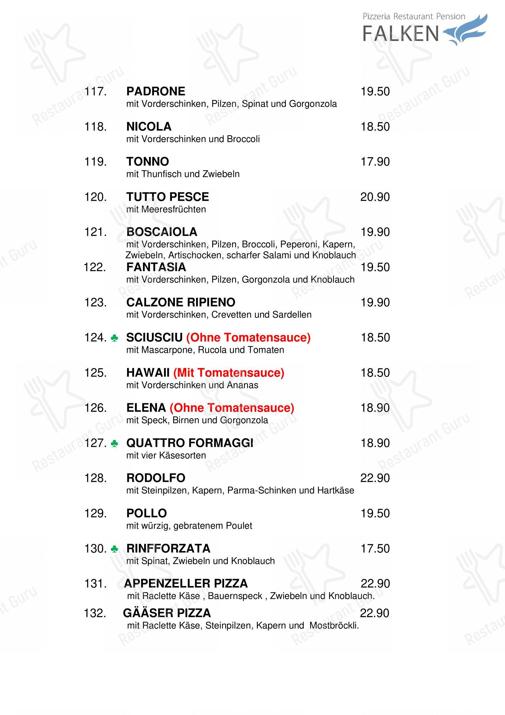 Menu per Falken, Pizzeria and Indian food ristorante