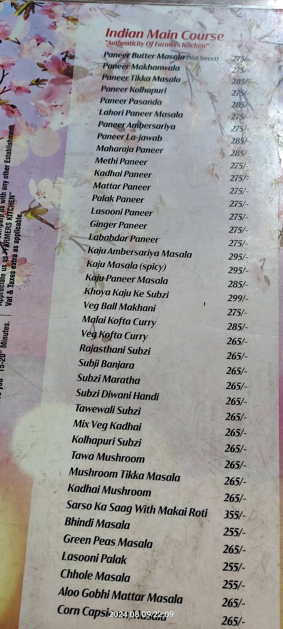 Farmer's Kitchen menu