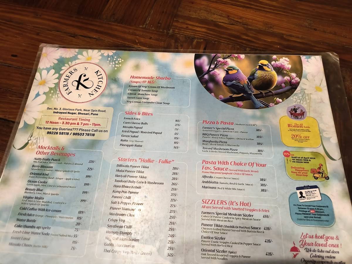 Farmer's Kitchen menu