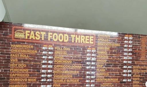 Menu di Fast Food Three Da Roberto Via capitano Bellieni 