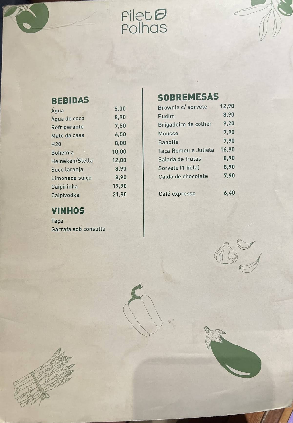 Filet E Folhas Rua Do Rosário cardápio