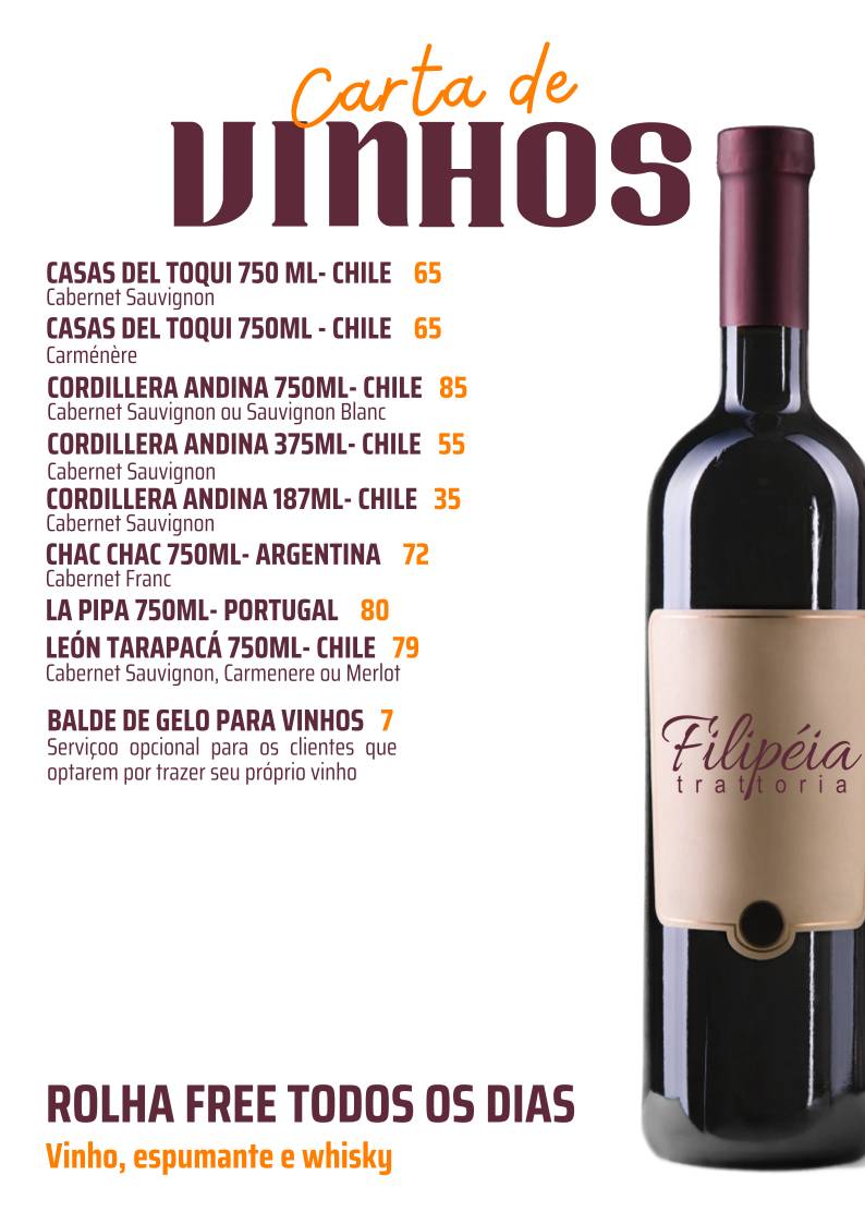 Filipéia Trattoria cardápio