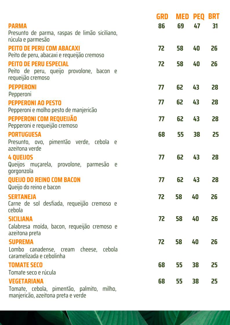 Filipéia Trattoria cardápio