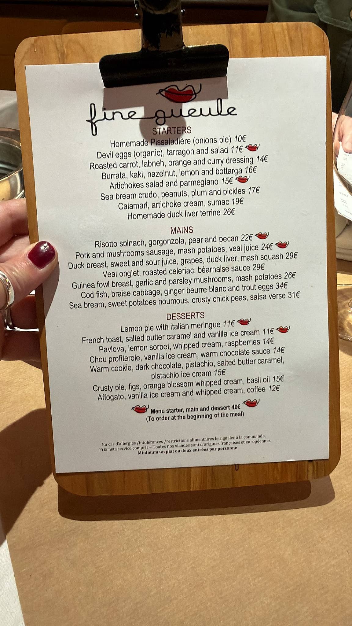 Menu de Fine Gueule