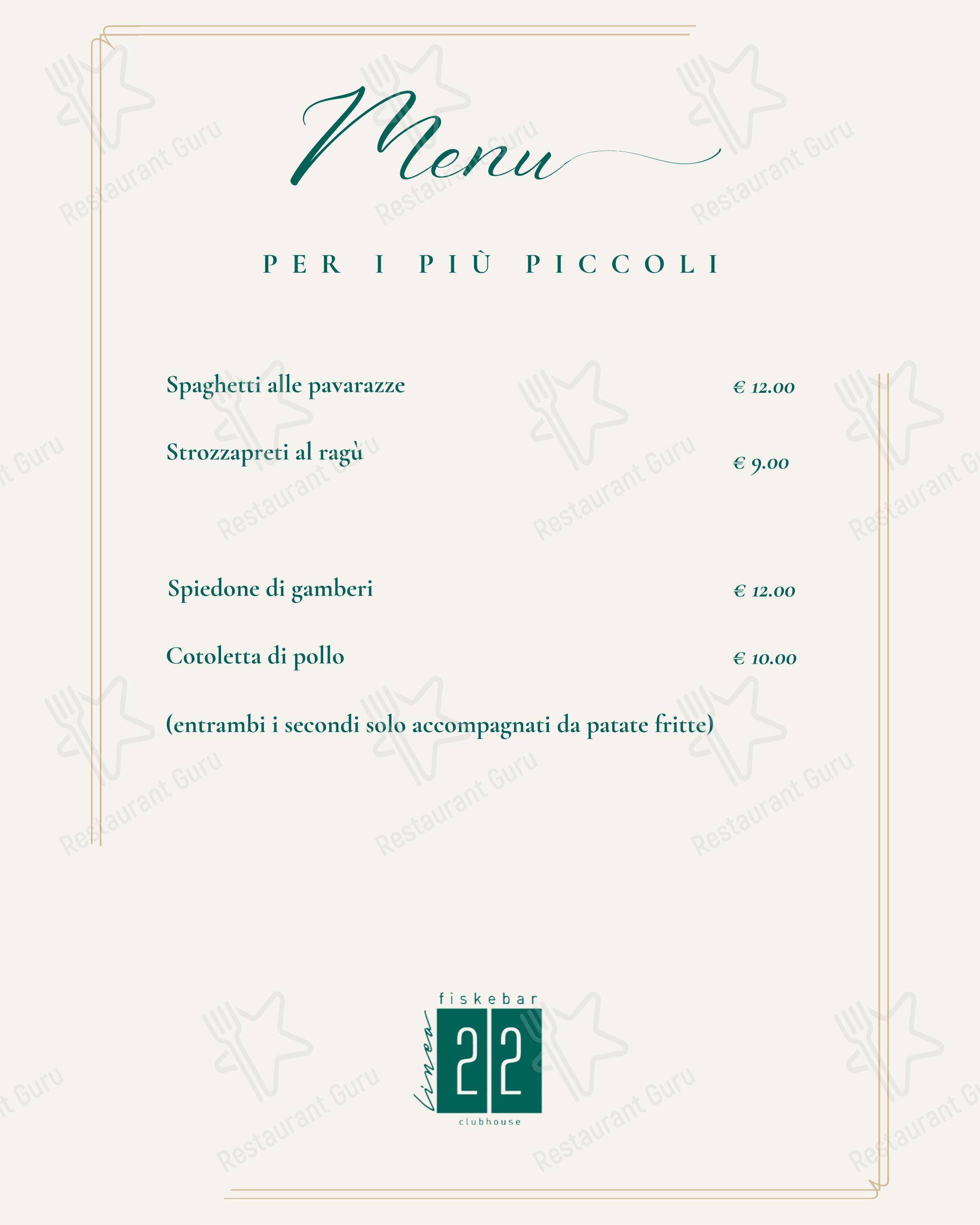Основное меню per Fiskebar - Linea 22 ristorante