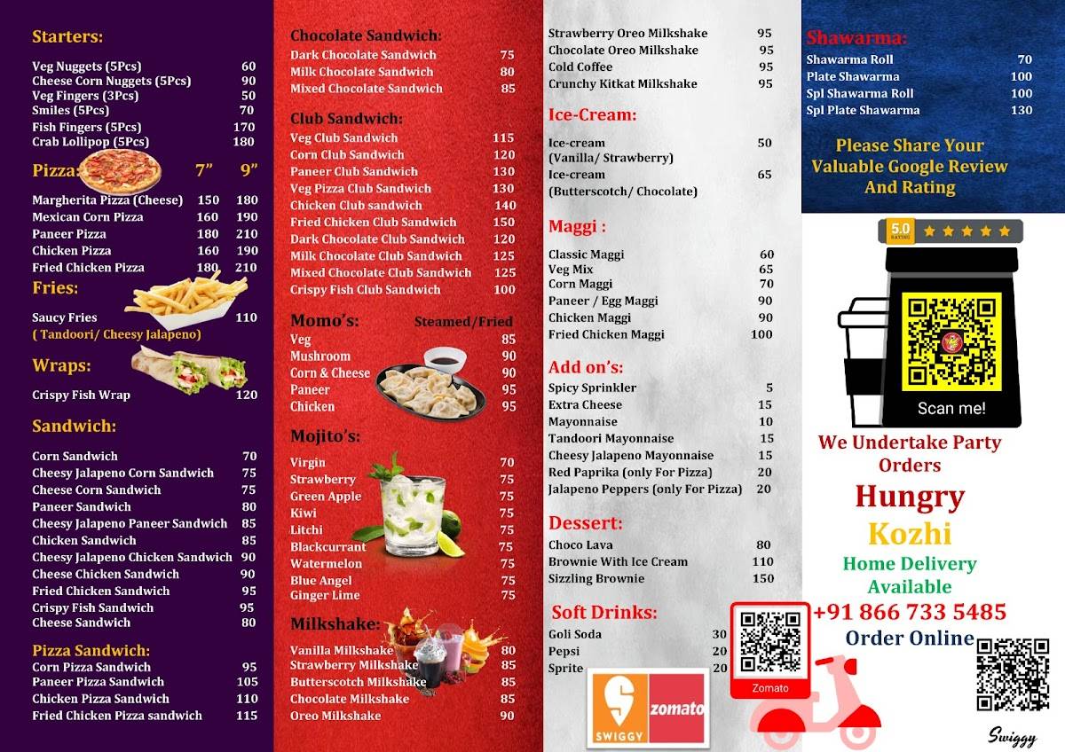 Five Star Chicken menu