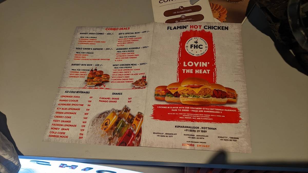 Flamin' Hot Chicken - Kottayam menu