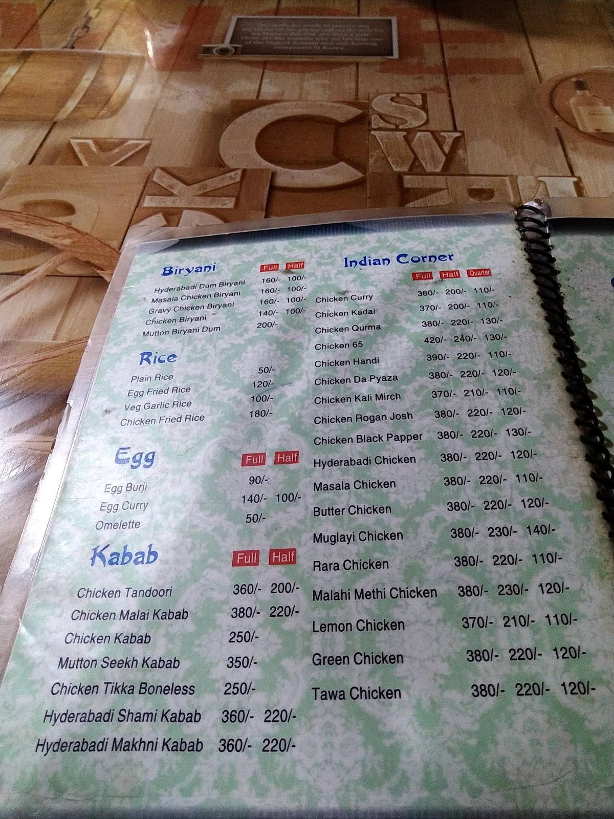 Food Hub menu