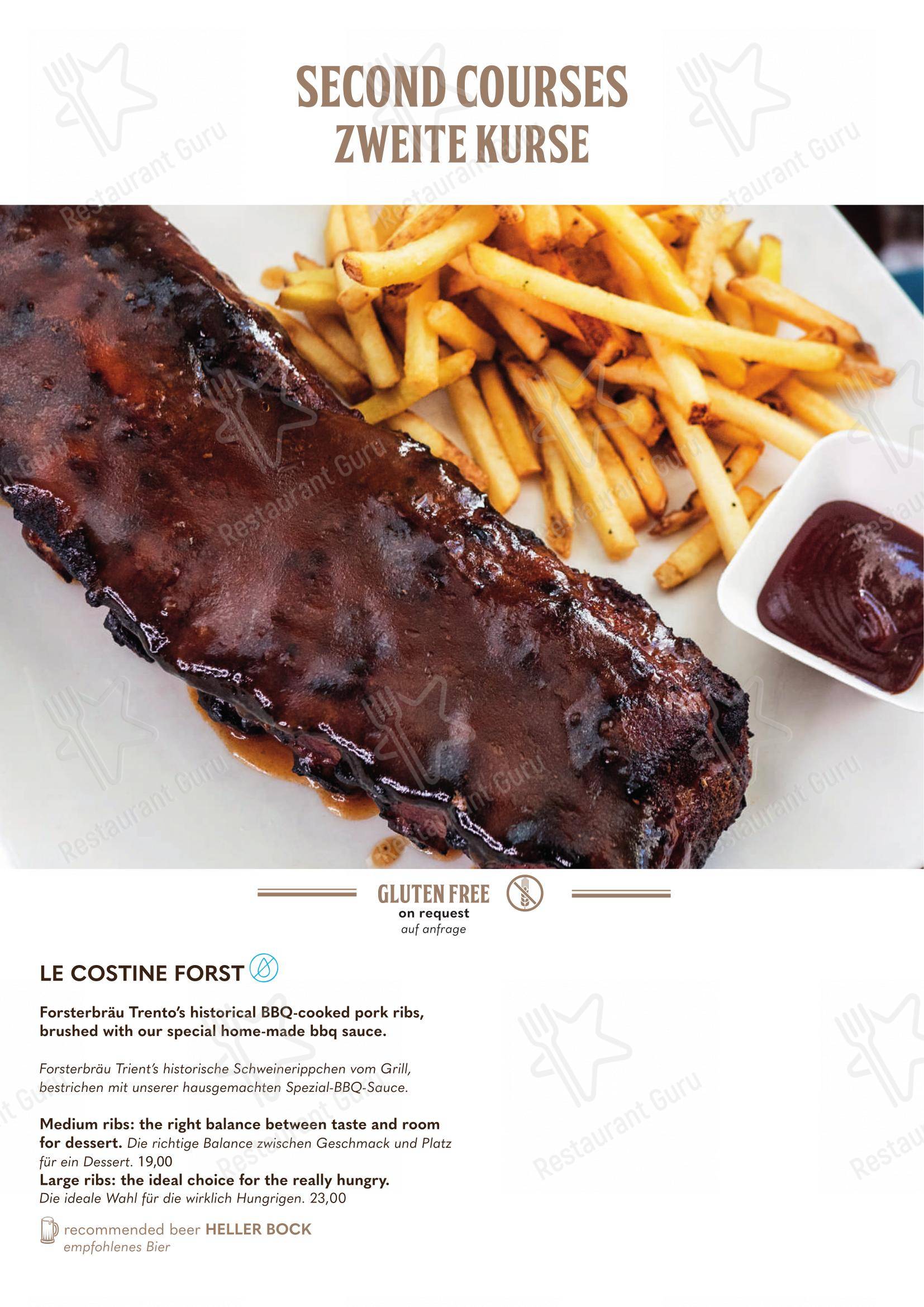 Menu di Forsterbräu Trento - Основное меню