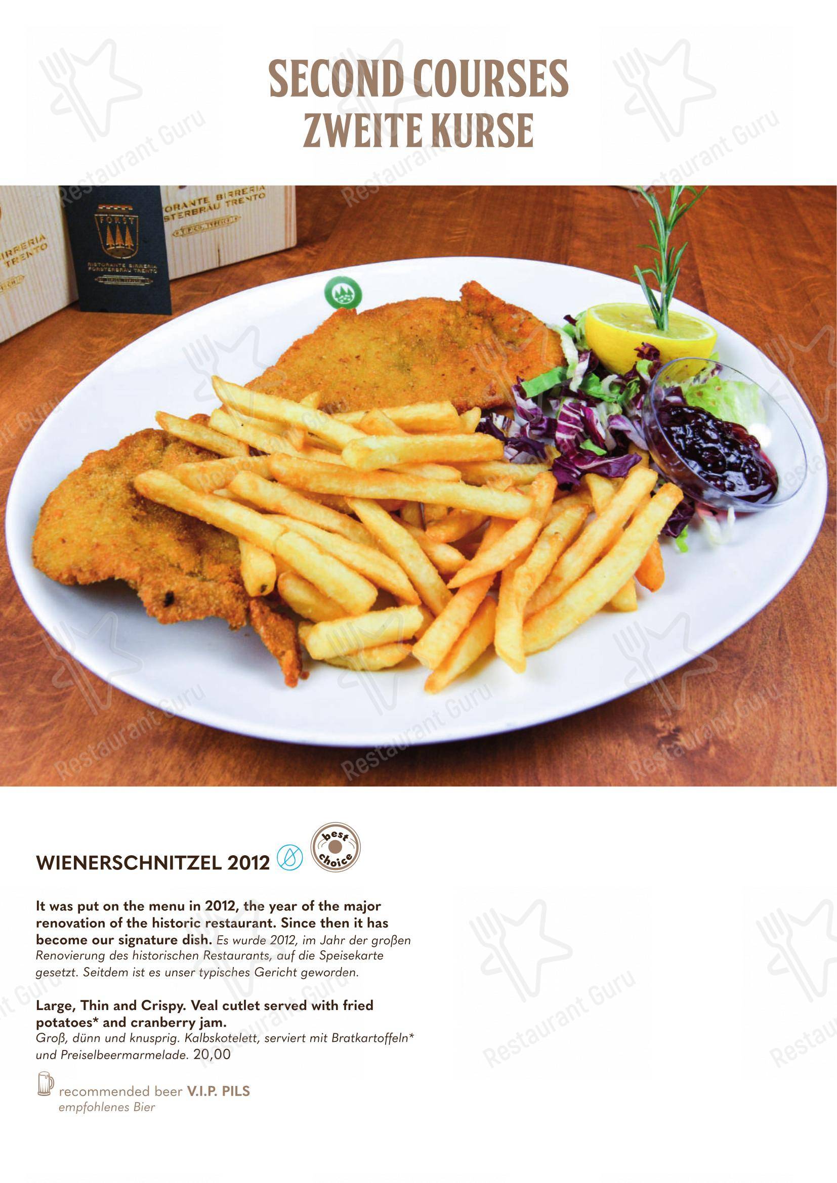 Forsterbräu Trento in Trento - Основное меню