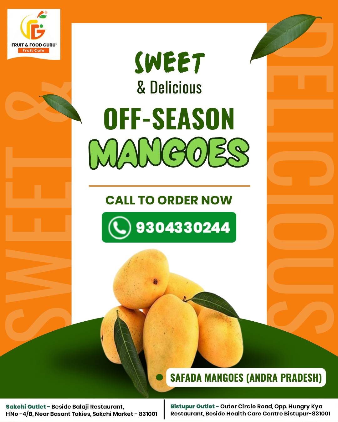 Fruit and Food Guru menu