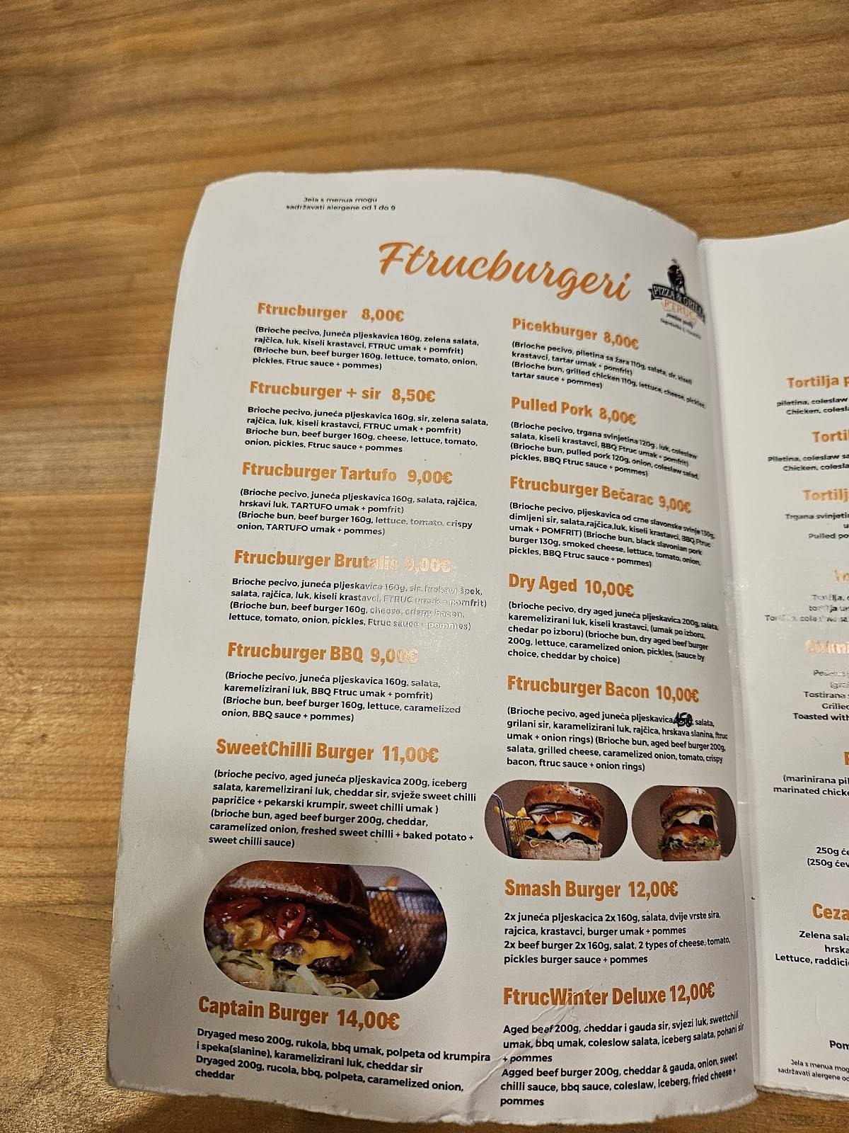 Menu di Ftruc Pizza & Grill 