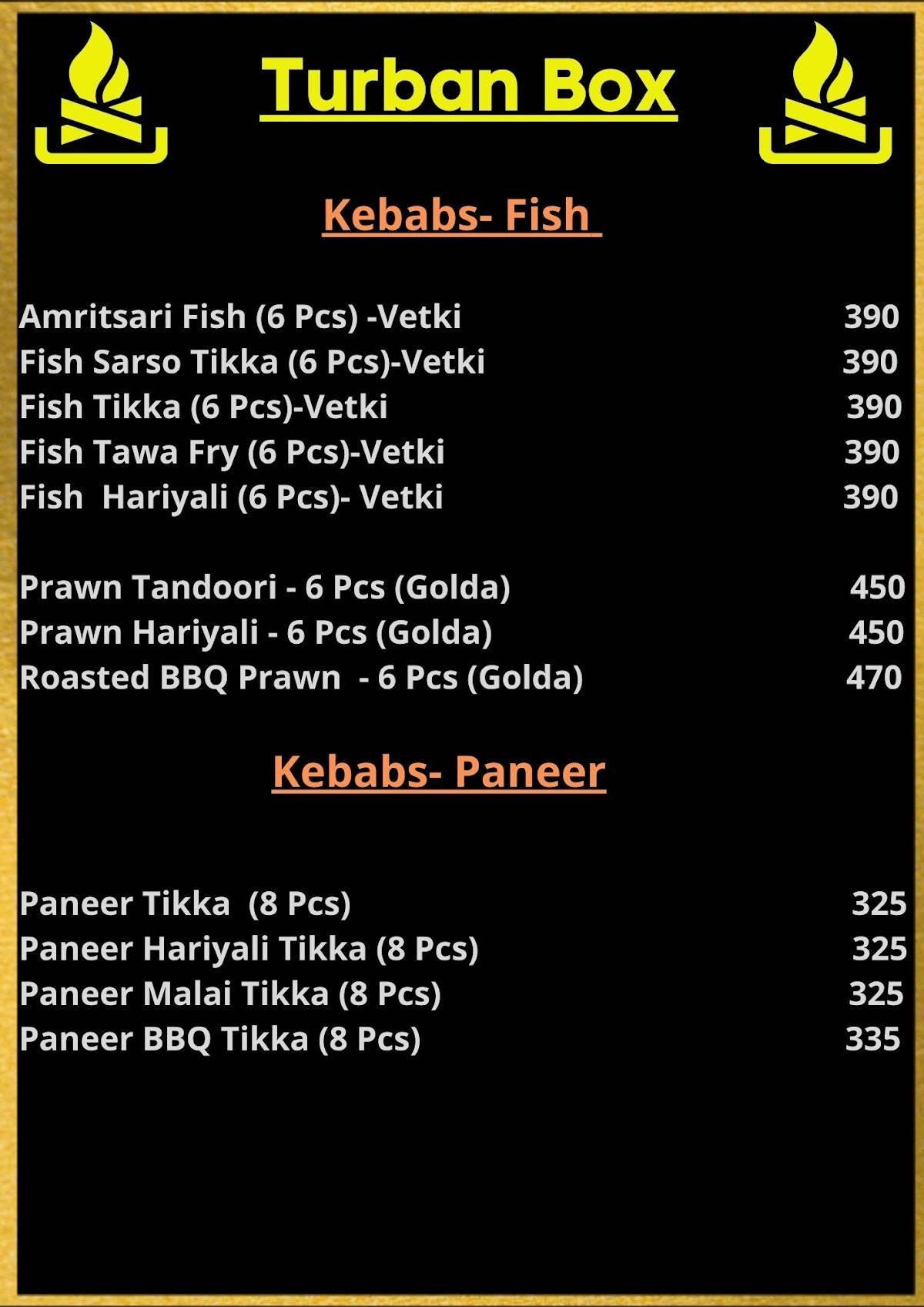 Turban Box menu
