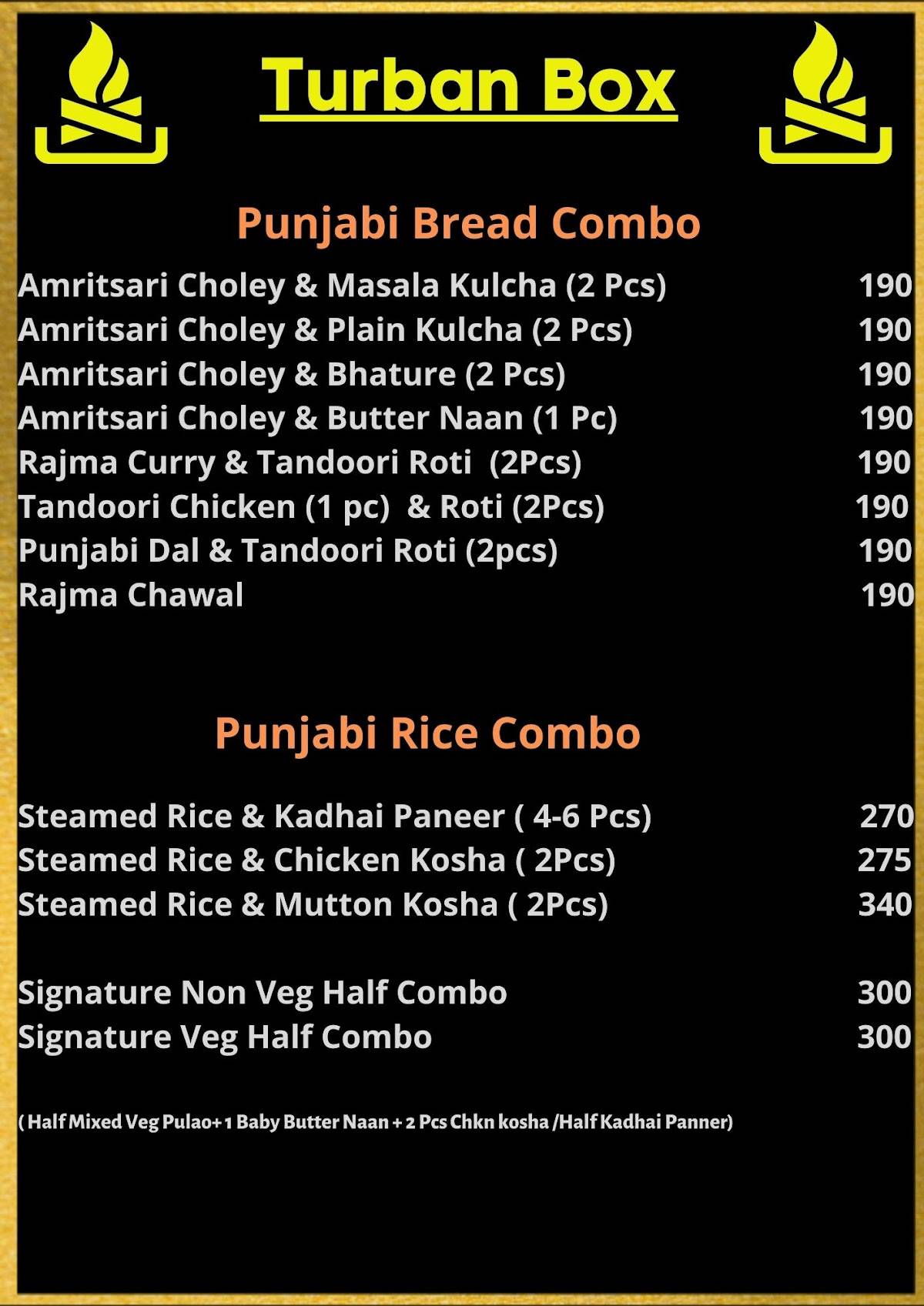 Turban Box menu