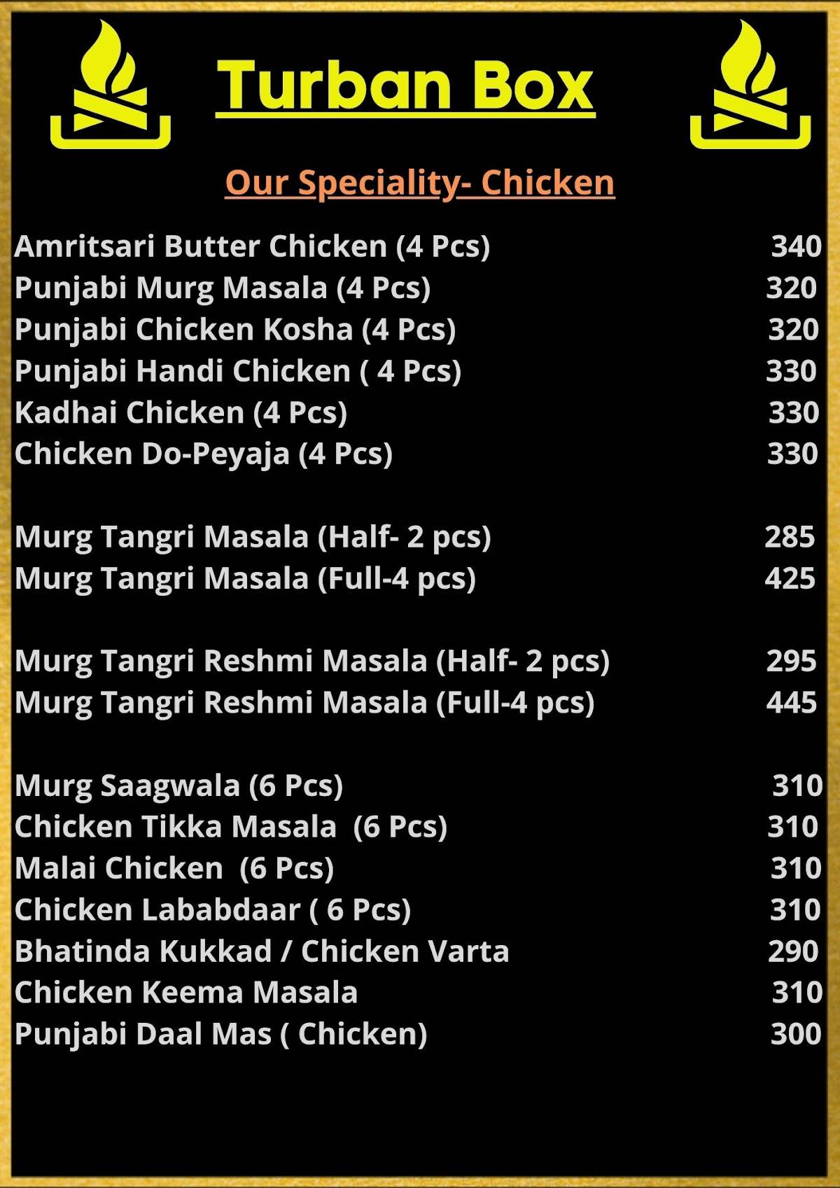 Turban Box menu