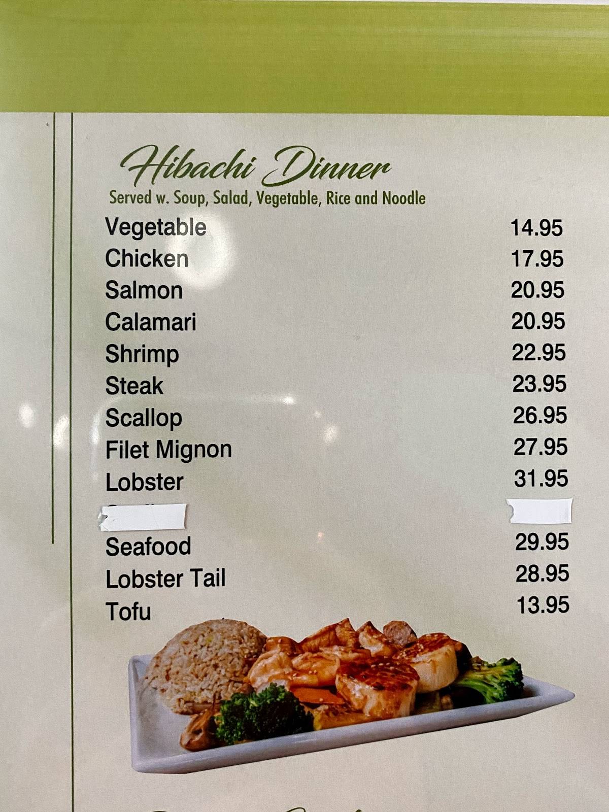 Menu at Fuji Sushi Hibachi noodles restaurant, Venice