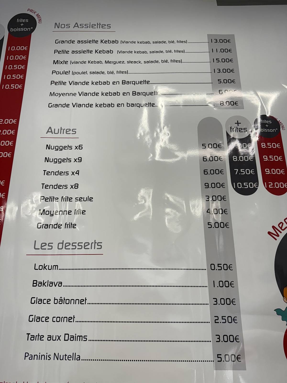 Menu de Fun Kebab