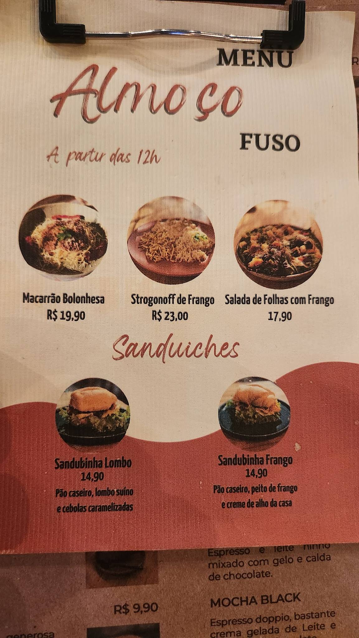 Fuso Café cardápio