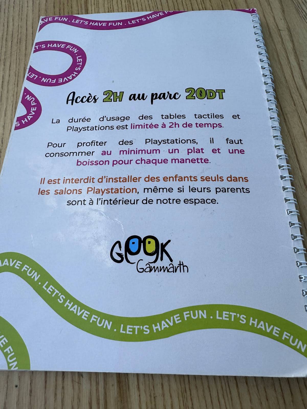 Menu de GEEK Gammarth