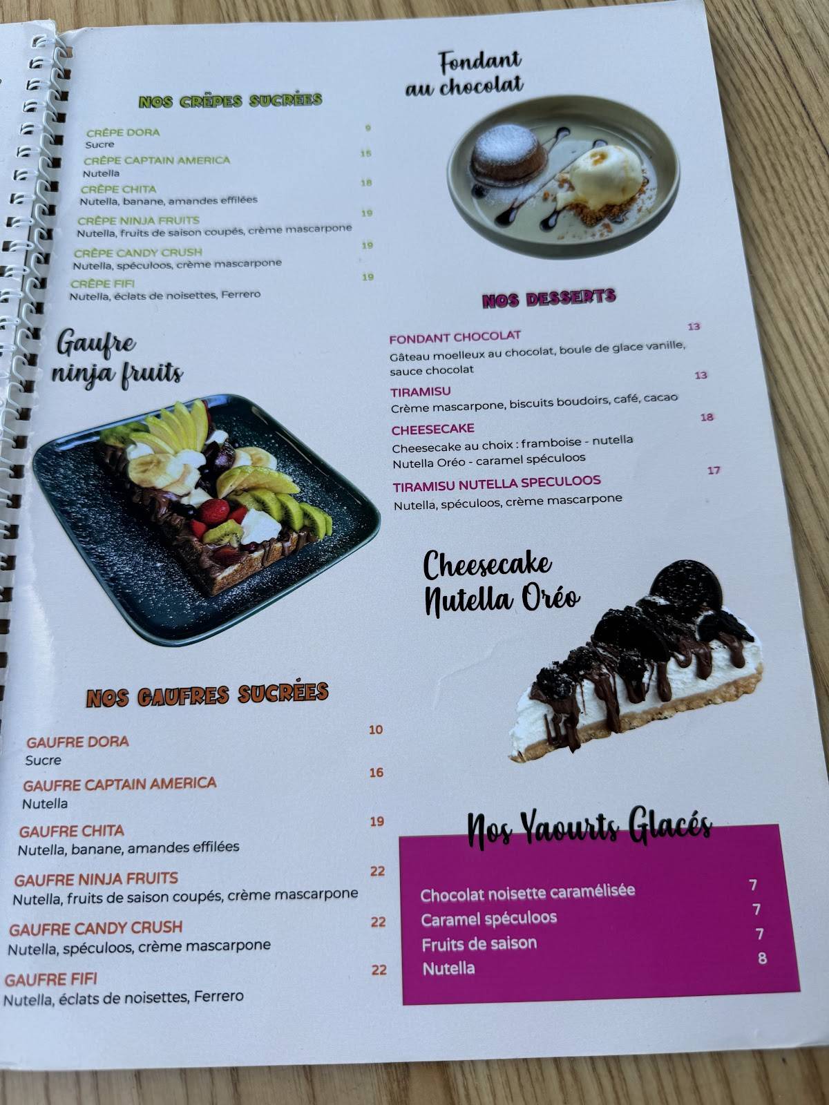 Menu de GEEK Gammarth