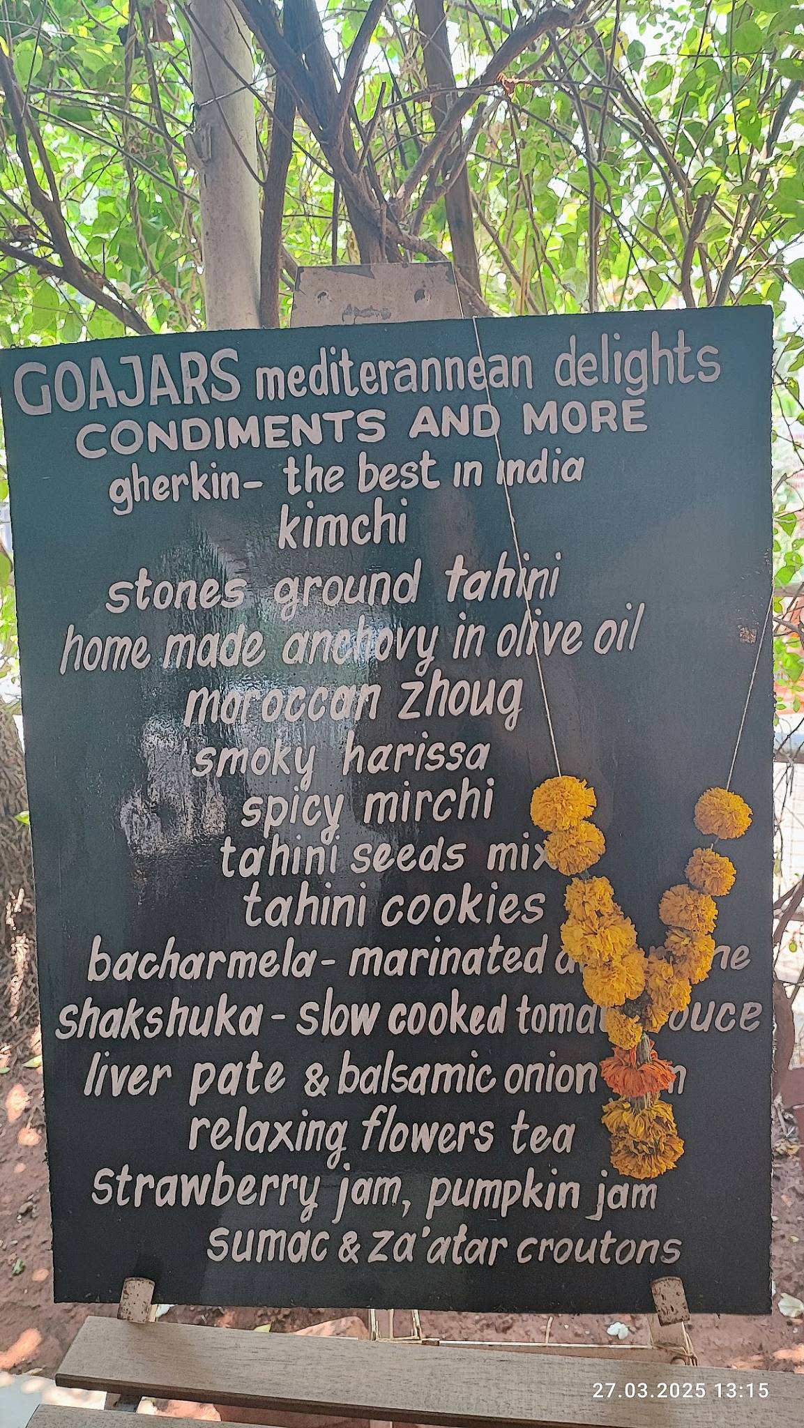 GOAJARS menu