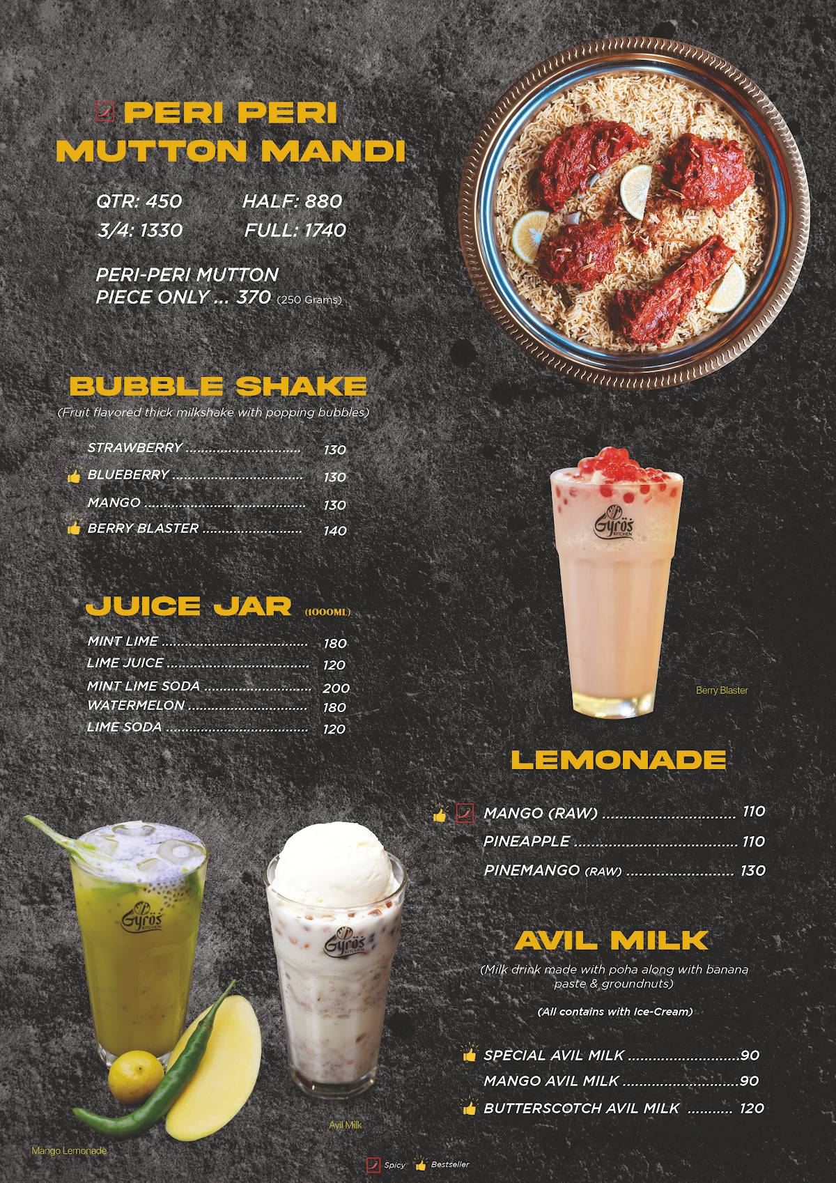 GYROS KITCHEN Kammanahalli menu