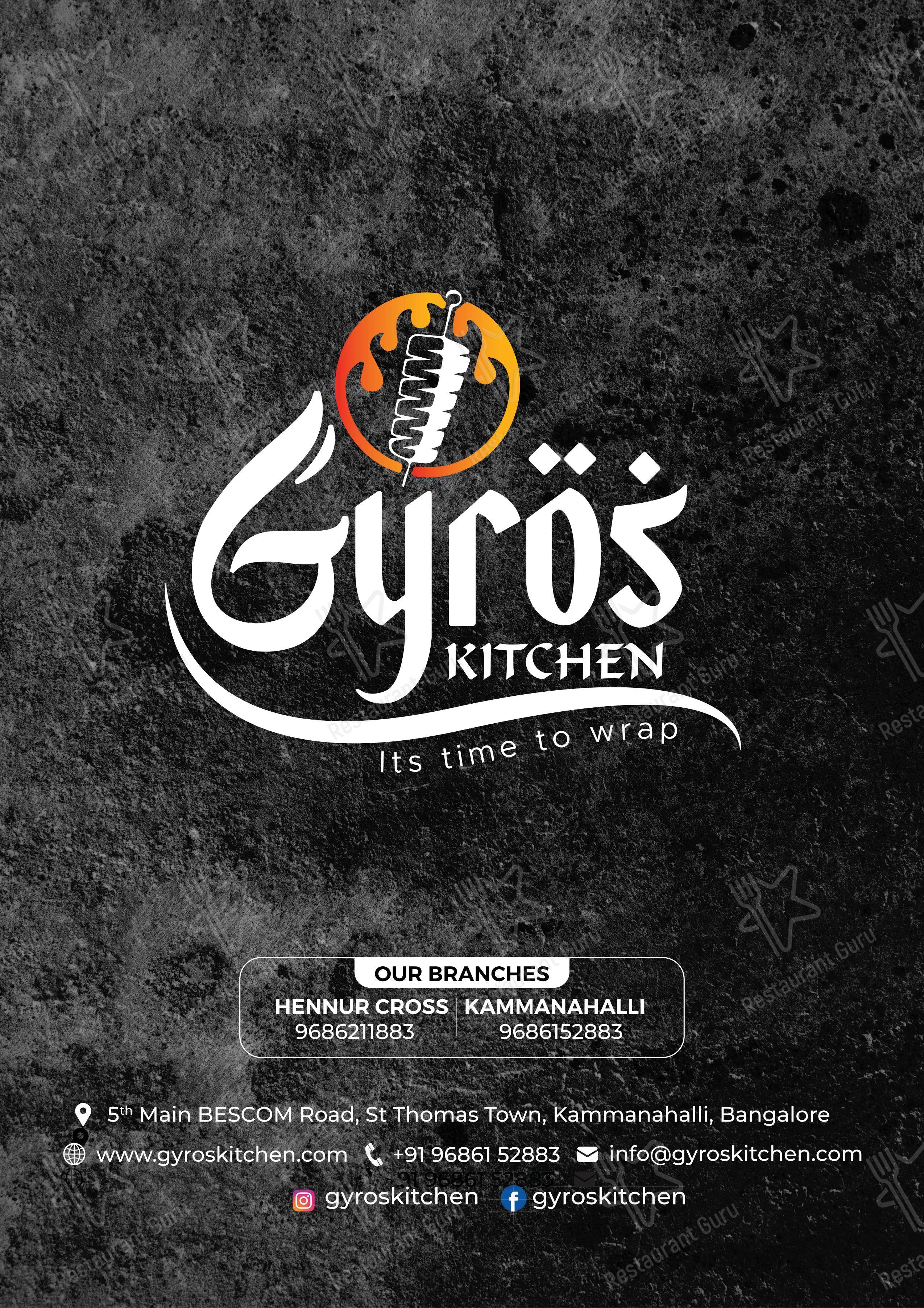 Menu for GYROS KITCHEN Kammanahalli in Bengaluru