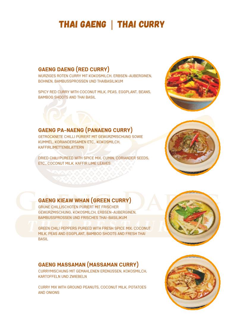 Menu di Gaeng Daeng Thai Restaurant 