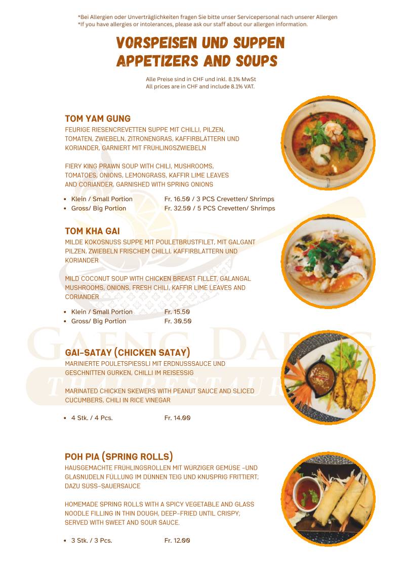Menu di Gaeng Daeng Thai Restaurant 