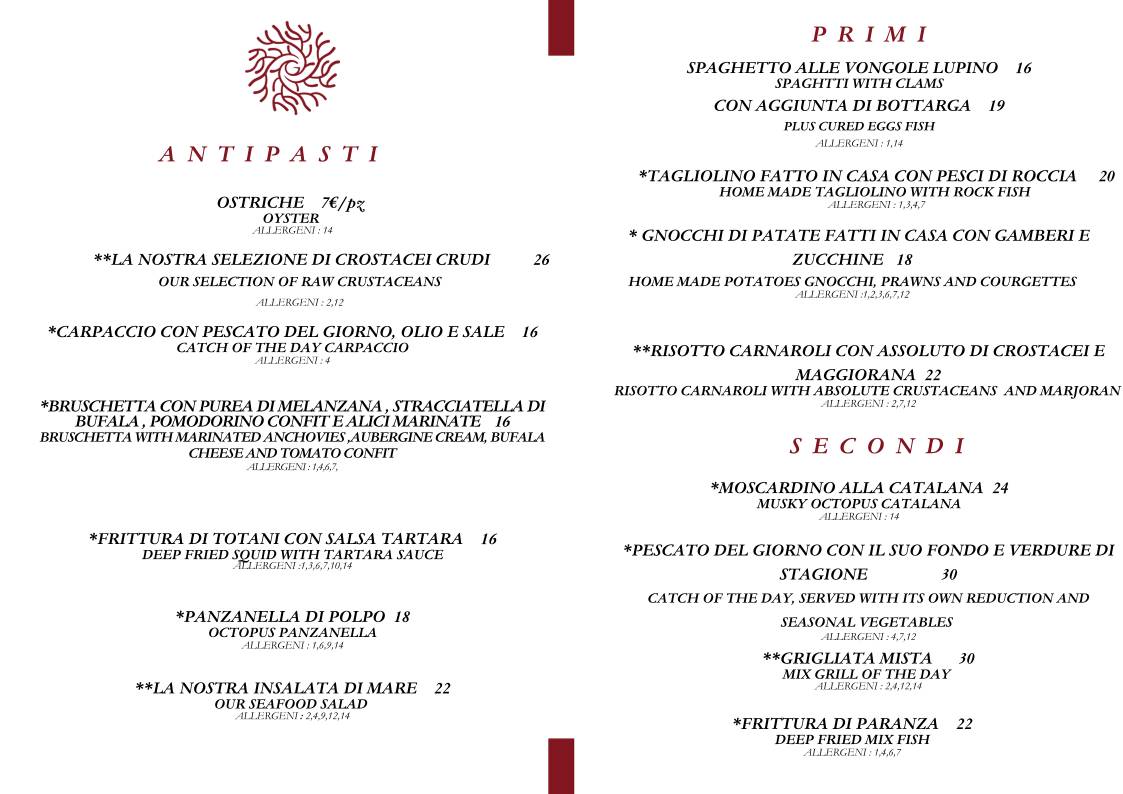 Menu de Gallo Ristorante di pesce