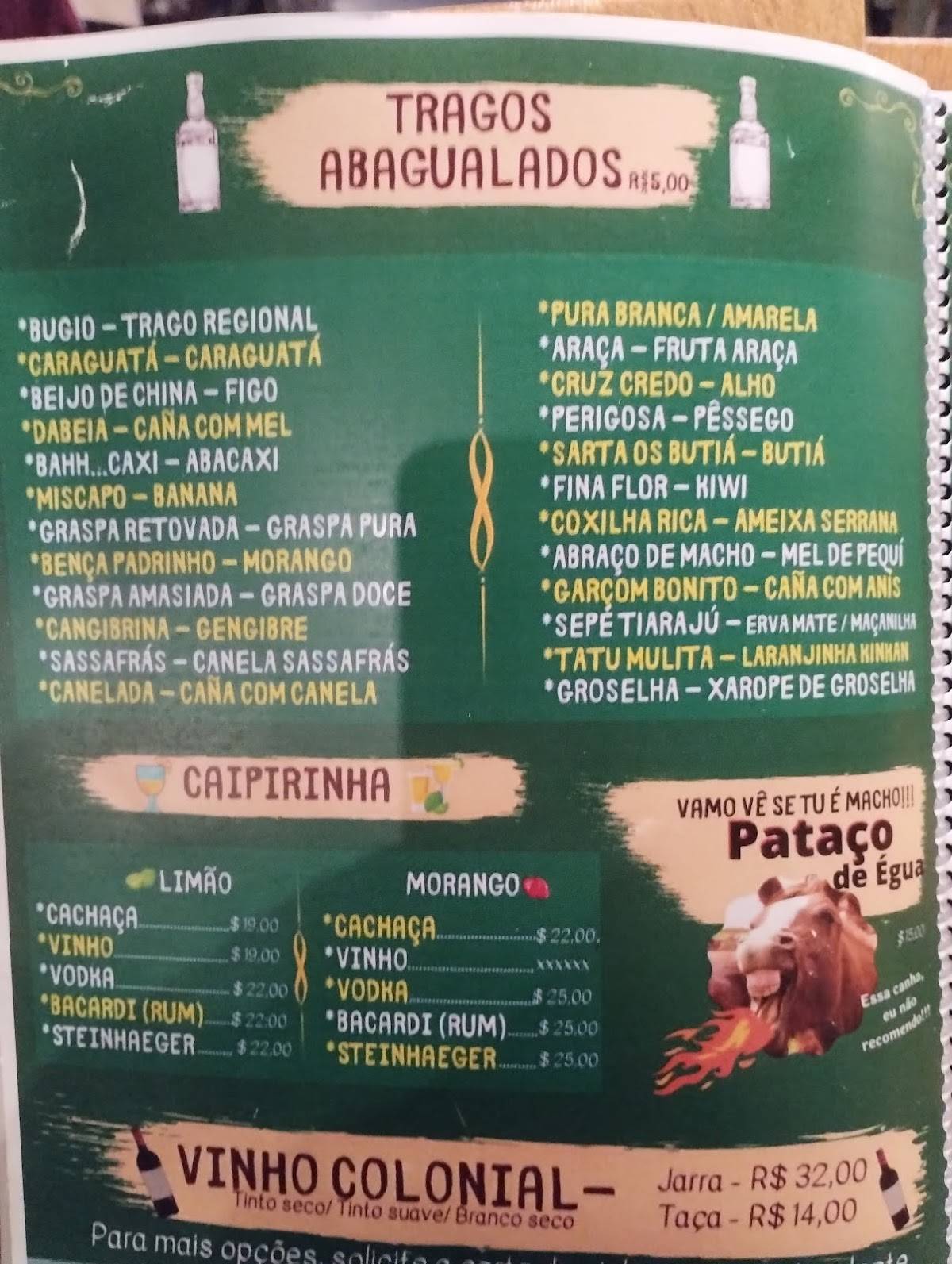 Galpão Gaúcho cardápio