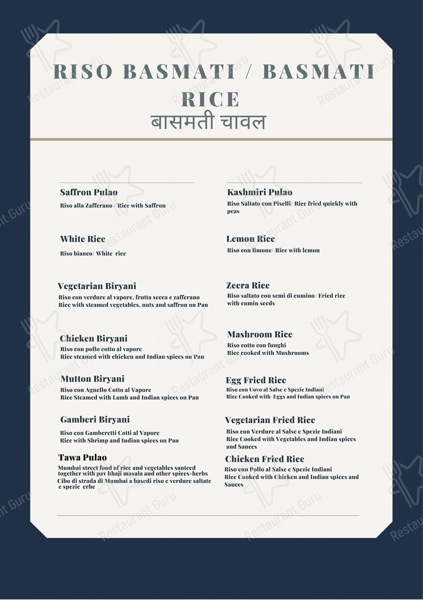Menu bar per Gandhi 2 Indian Restaurant in Roma