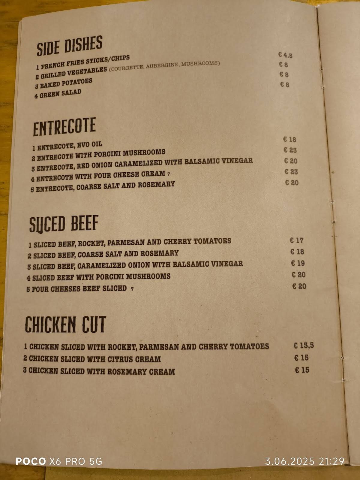 Menu di Garibaldi Steakhouse Monopoli 