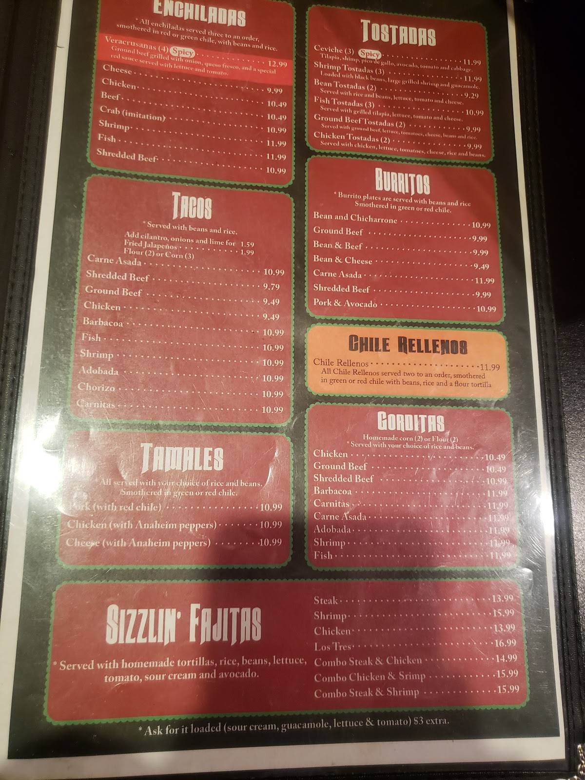 Menu at Garlic & Onions Mexican Grill restaurant, Pueblo