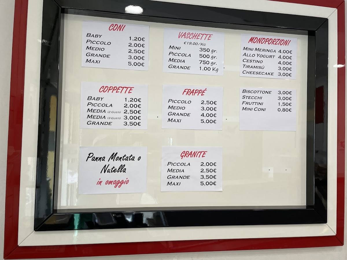 Menu di Gelateria Zero30 