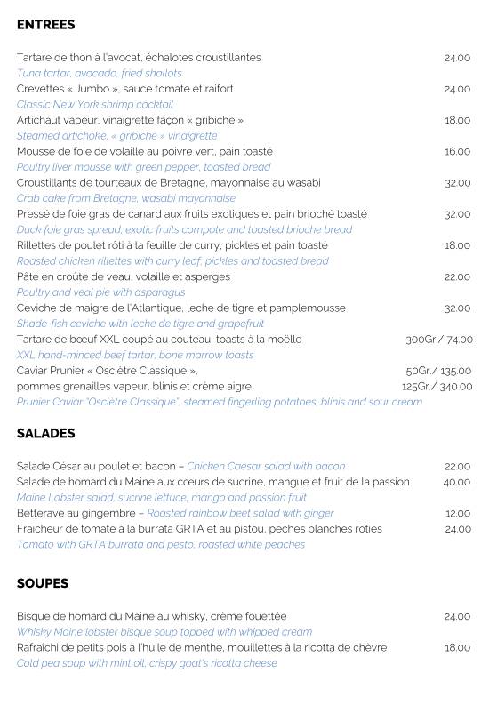 Menu di Chez Philippe - Bar Grill 