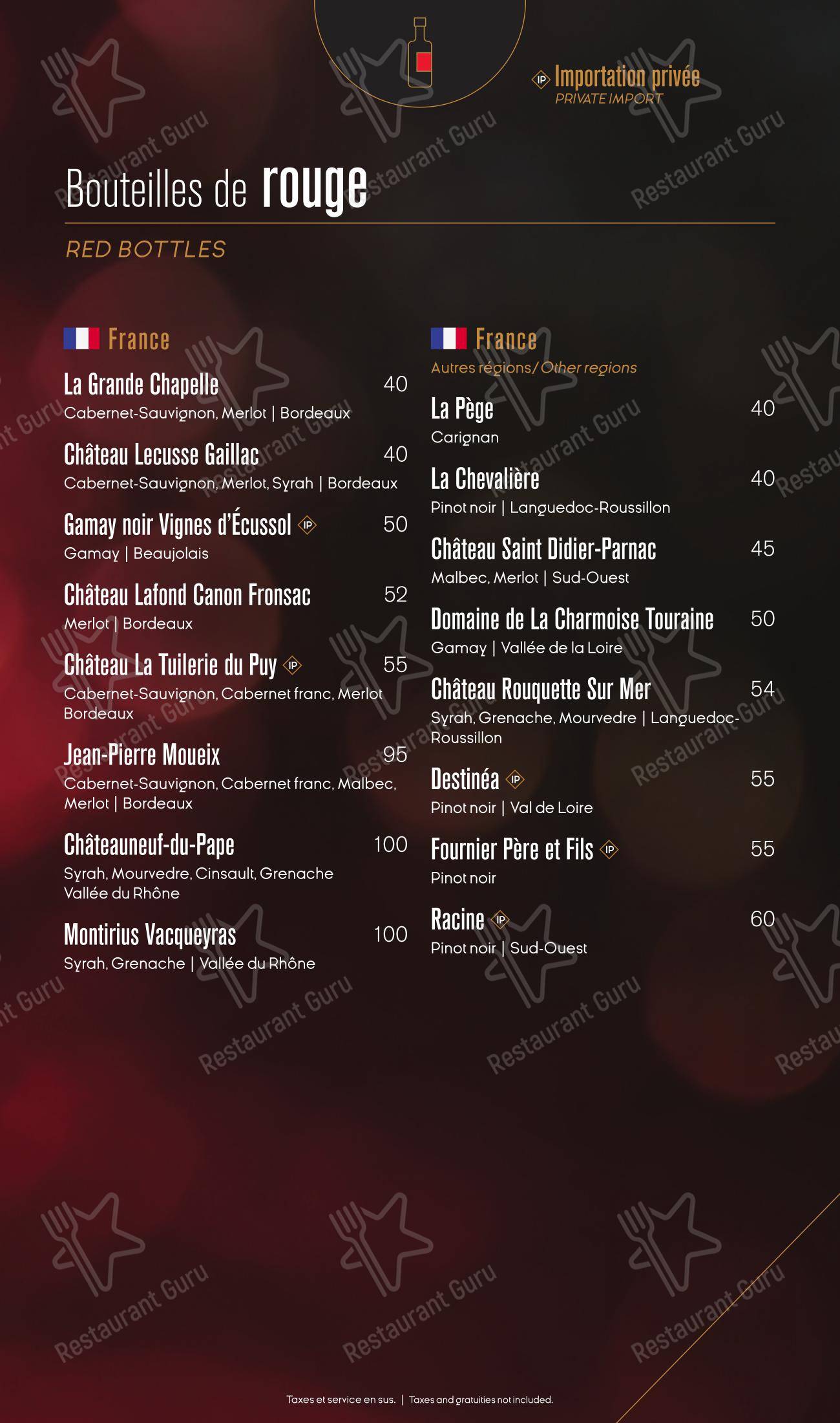 Wine Menu pour Ginger Resto-Bar dans Québec