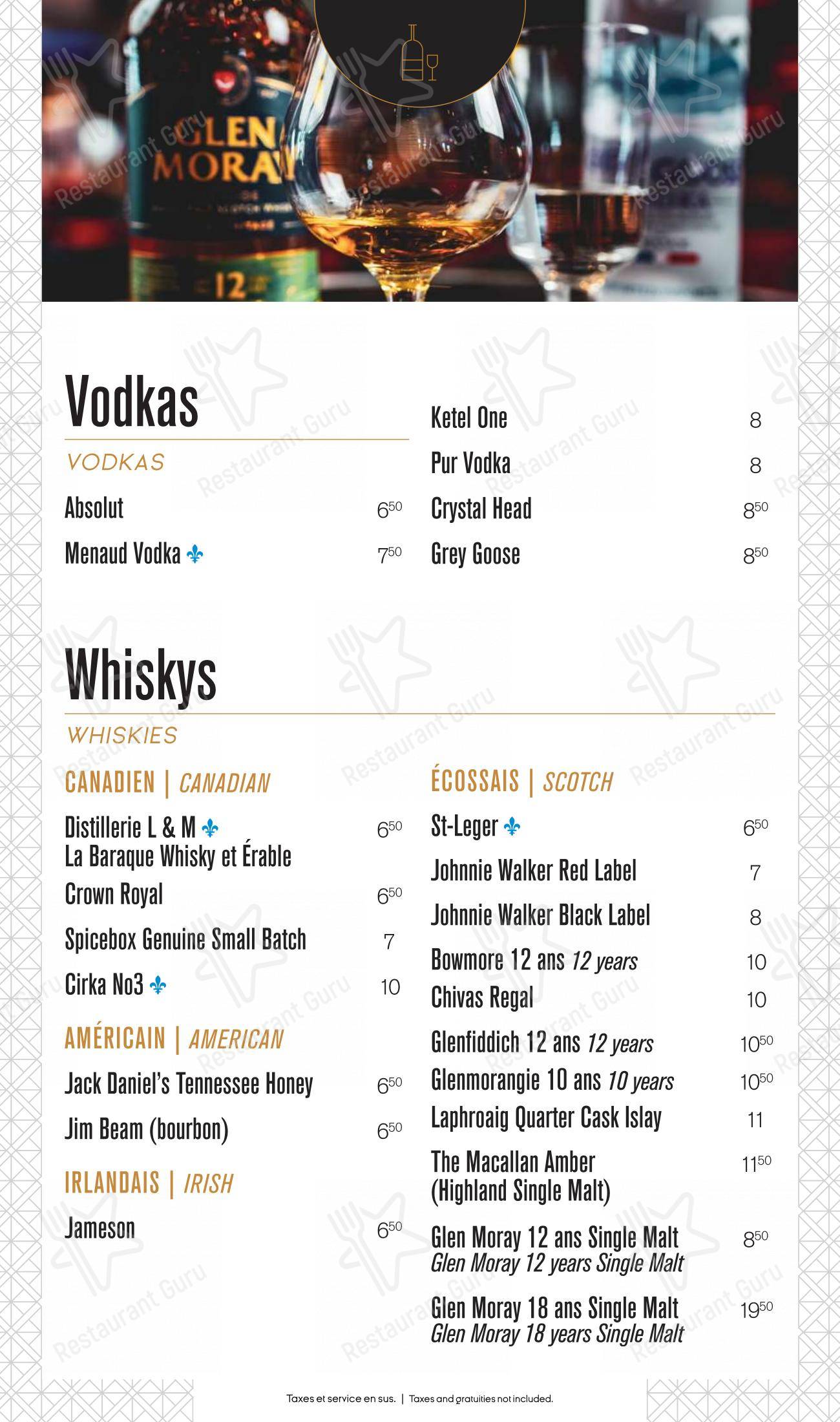 Ginger Resto-Bar dans Québec - Dinner Menu
