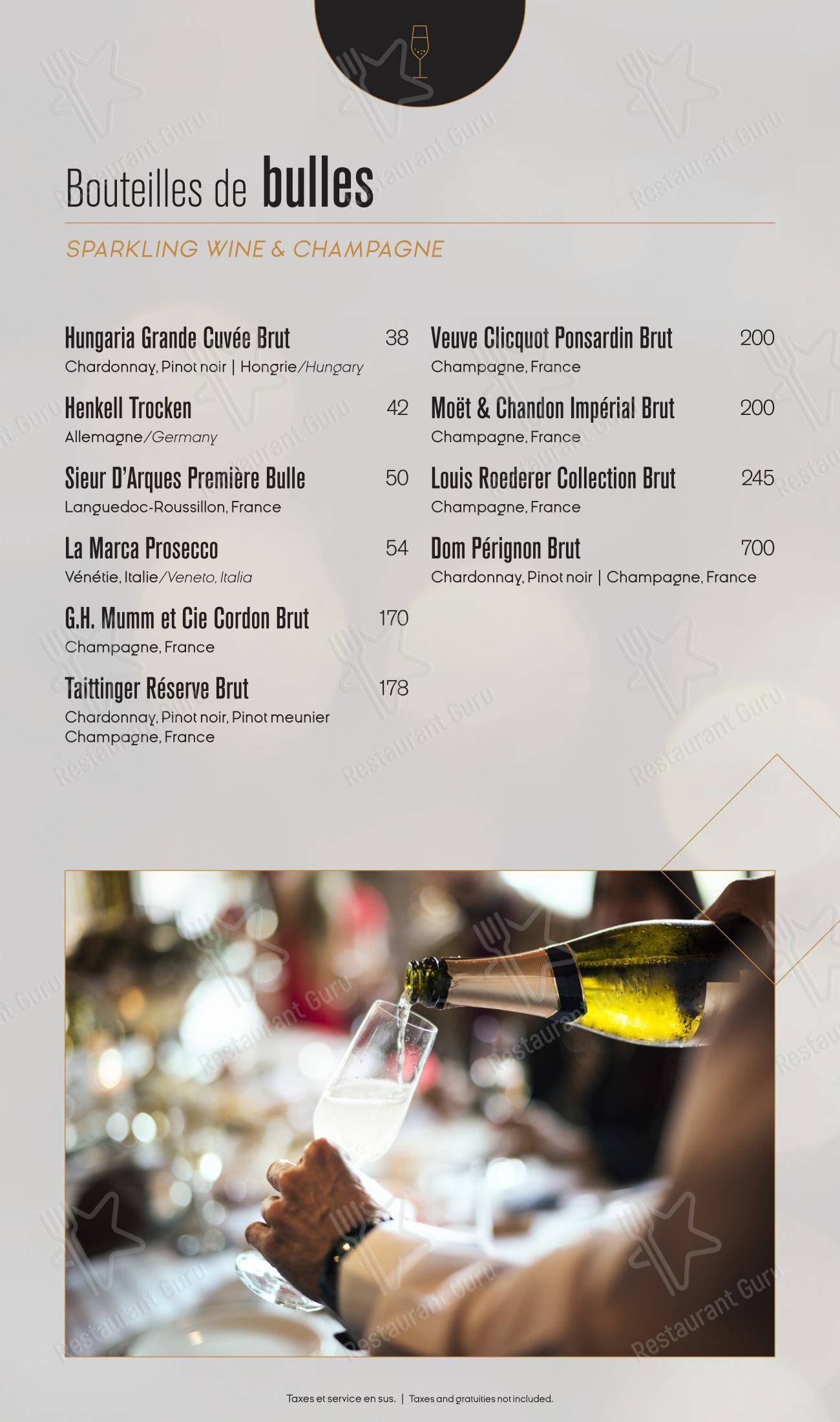 Wine Menu pour Ginger Resto-Bar restaurant