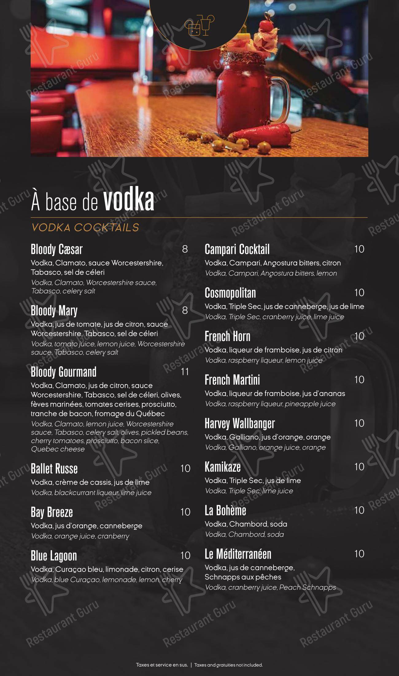 Ginger Resto-Bar dans Québec - Dinner Menu