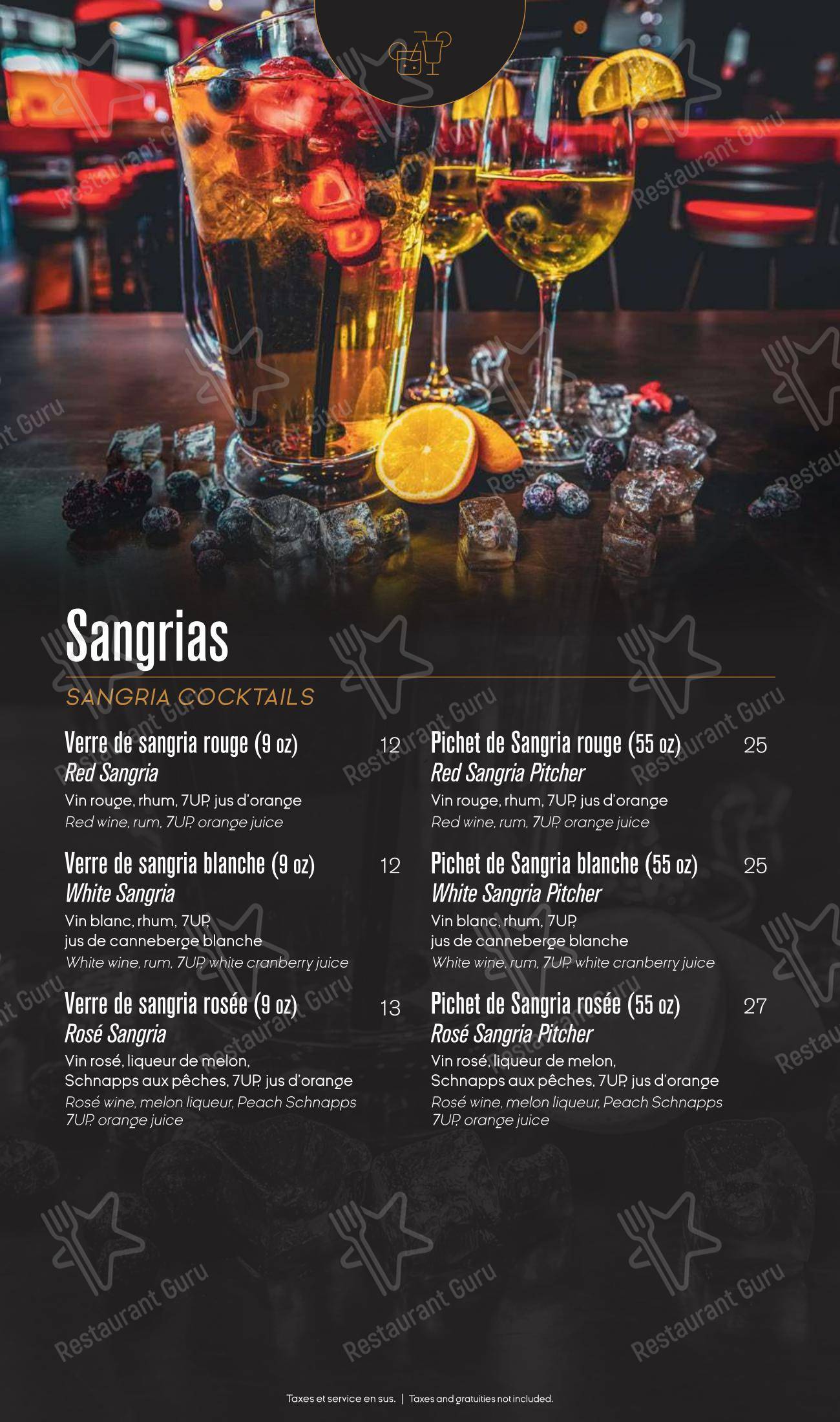 Menu pour Ginger Resto-Bar - Dinner Menu