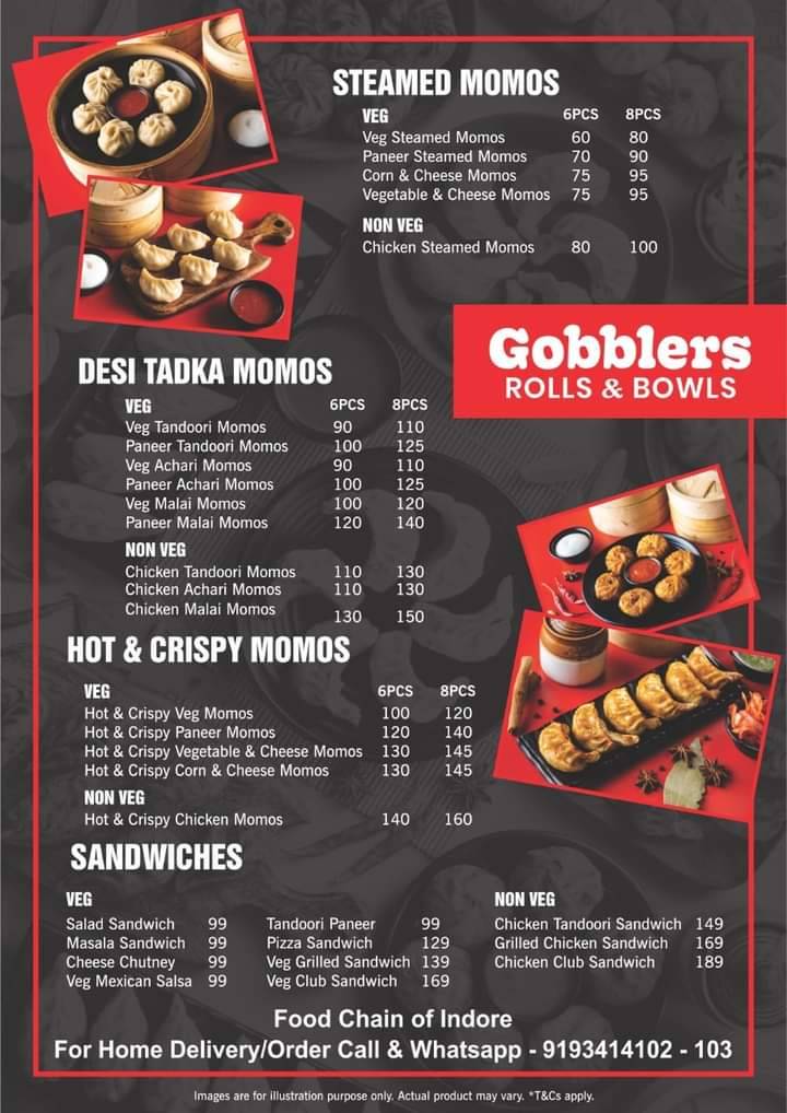 Gobblers Rolls & Bowls, Pilibhit menu